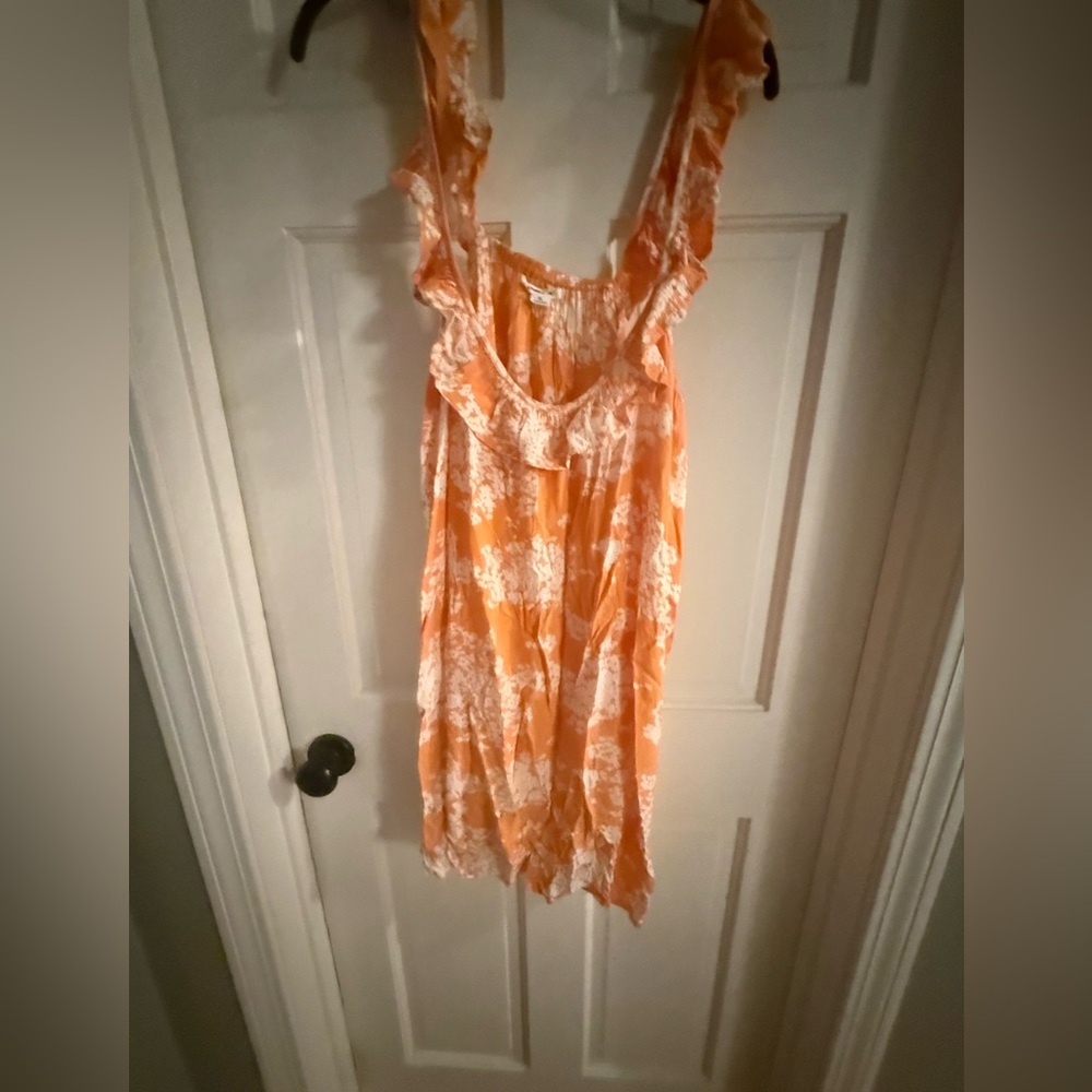 Orange and White Sleeveless Dress